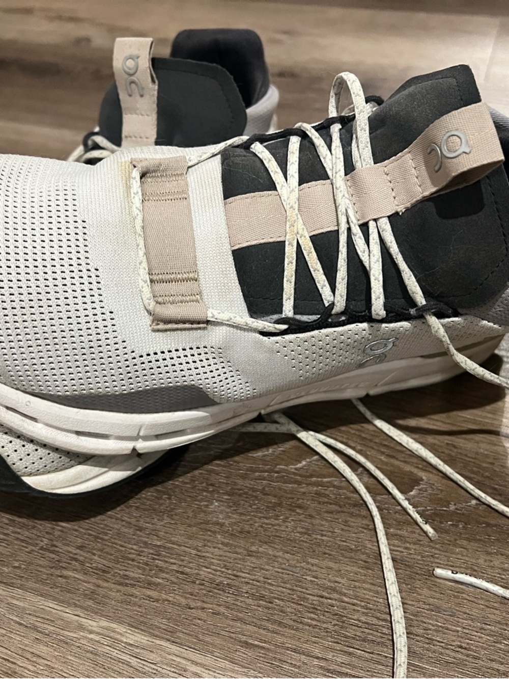 On Running Neutral Cream and Black Performance Sneakers